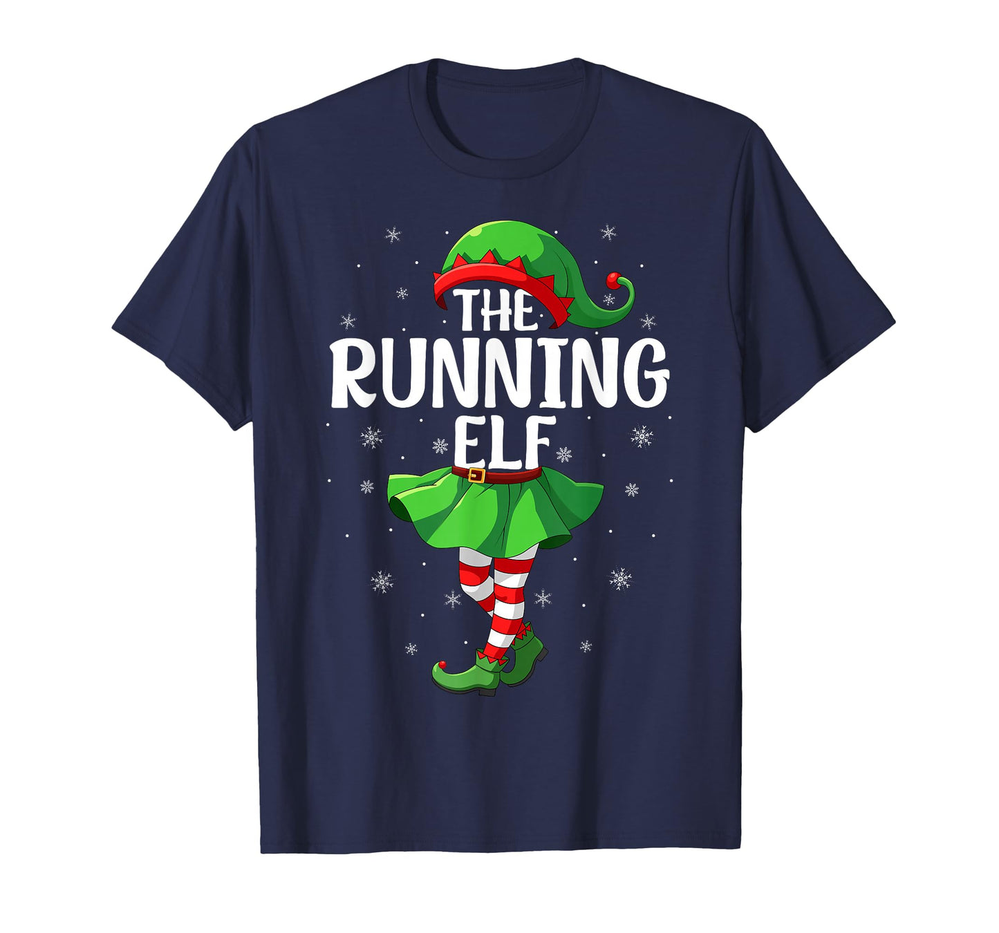 Running Elf Christmas Girls Women Elf Squad Xmas Family T-Shirt