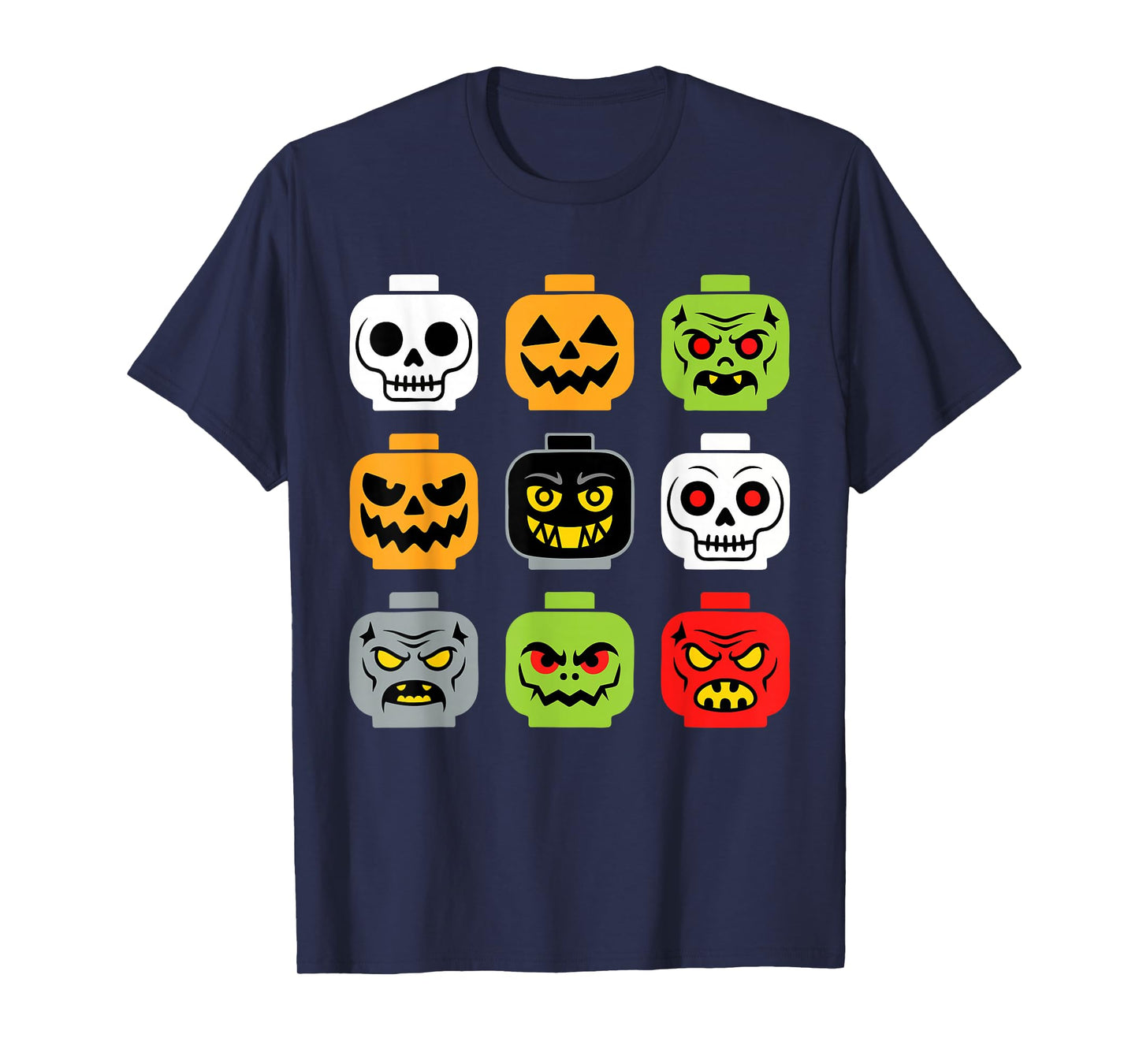 Halloween Building Brick Head Shirt Adult Men Kids Youth Boy T-Shirt