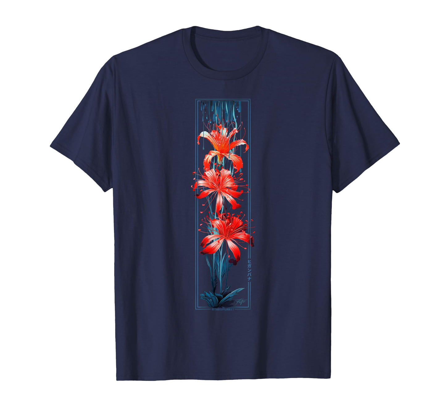 Red Spider Lily Flower in Japanese grunge Aesthetic Style T-Shirt