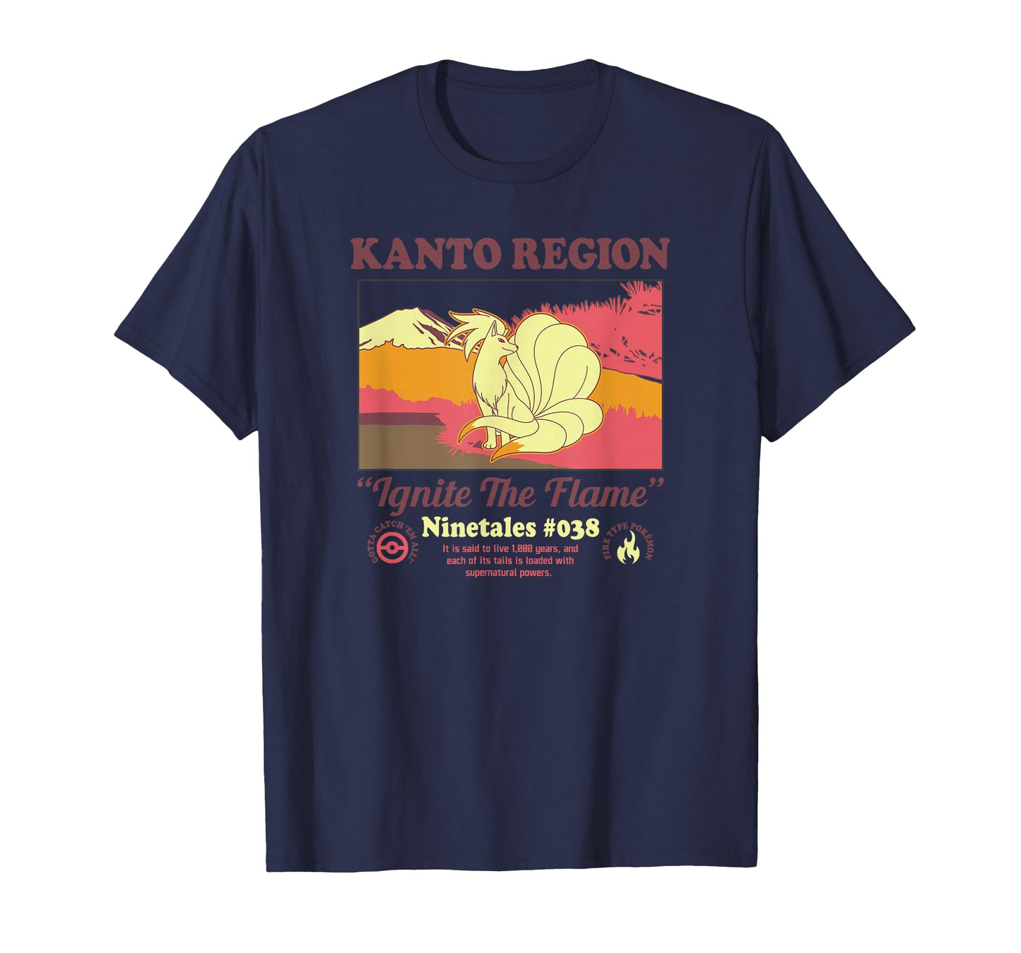 Pokémon Ninetales Kanto Region Ignite The Flame Portrait T-Shirt