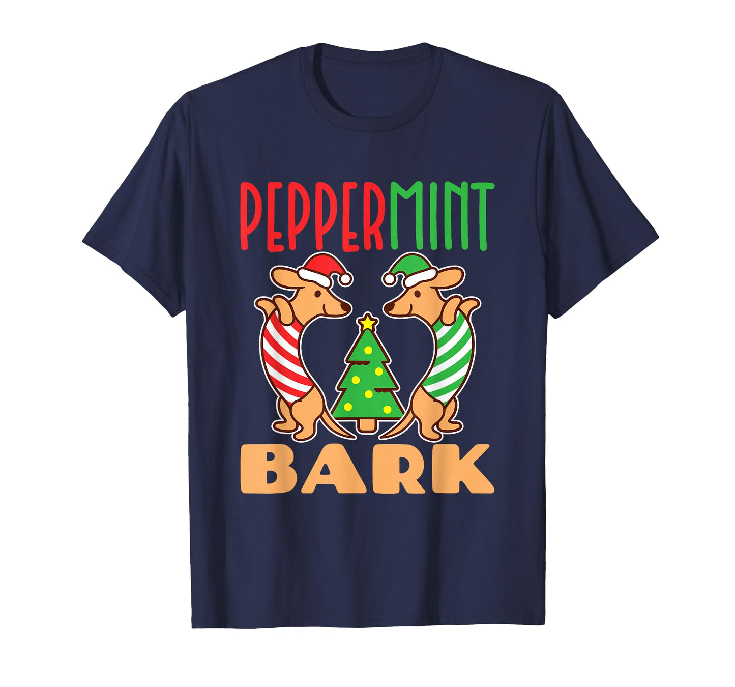 Peppermint Bark Christmas Doxie Dachshund Dog Pun Xmas T-Shirt
