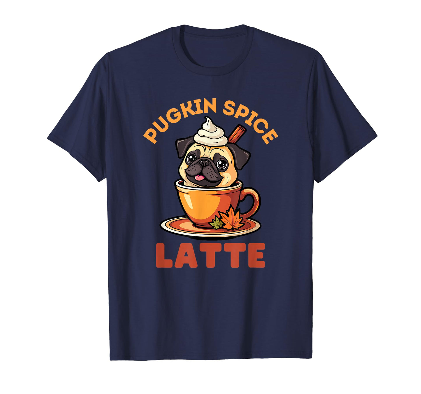 Pugkin Spice Latte Funny Fall Cute Pug Halloween T-Shirt
