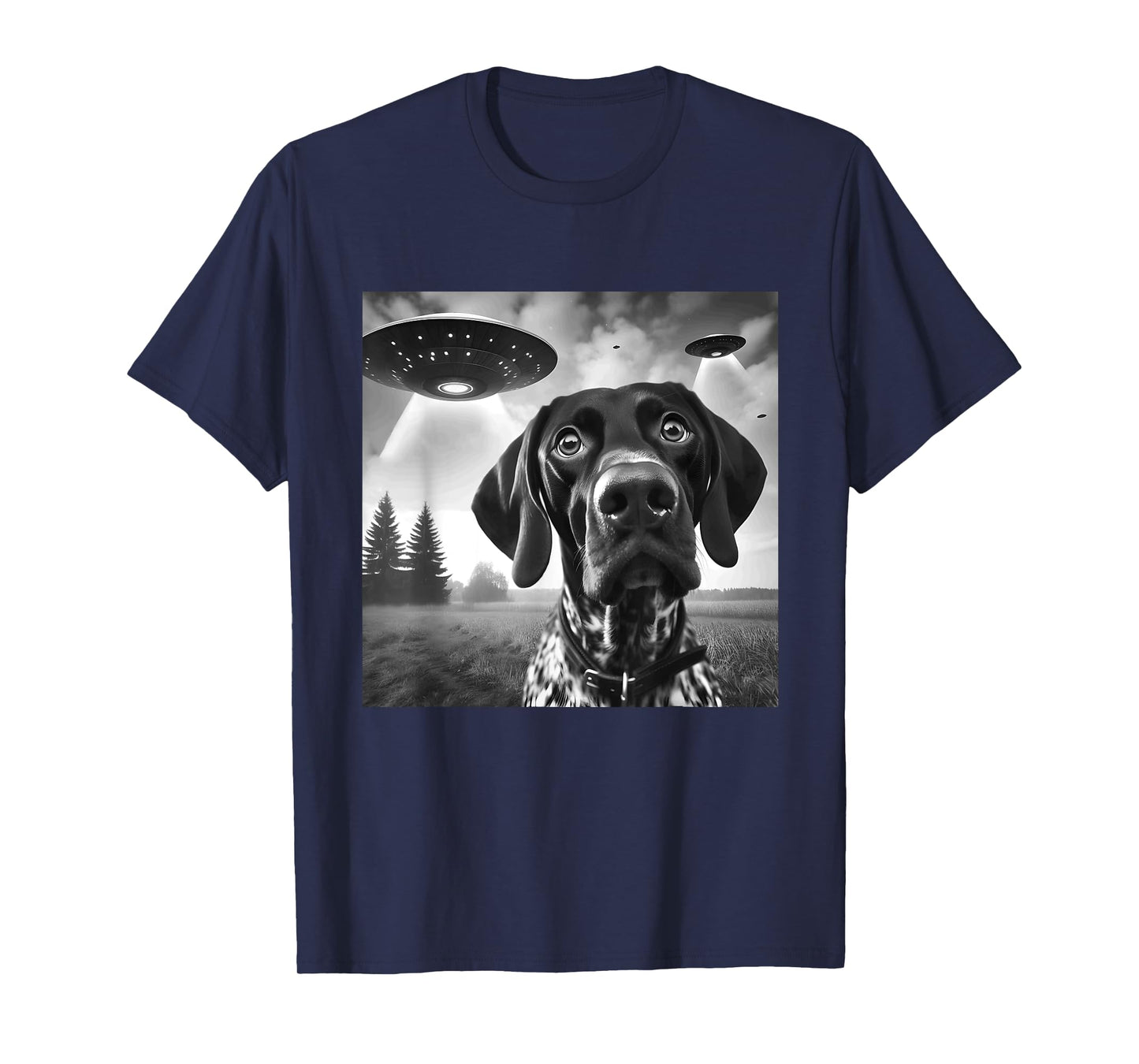German Shorthaired Pointer Funny Selfie UFO Weird Aliens T-Shirt