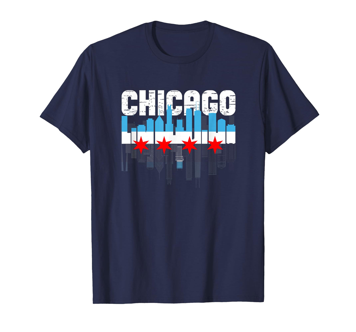 Vintage Chicago Illinois Flag Skyline Chicago Flag Lover T-Shirt