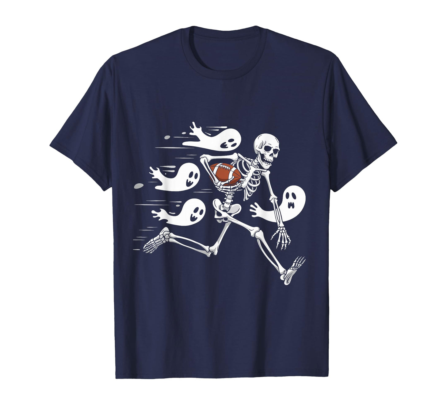 Funny Skeleton Playing Football Lovers Spooky Halloween T-Shirt