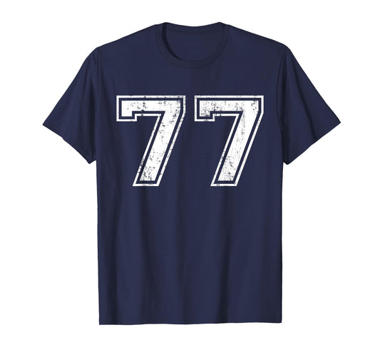 Number 77 Distressed Vintage Seventy Seven Sports Practice T-Shirt