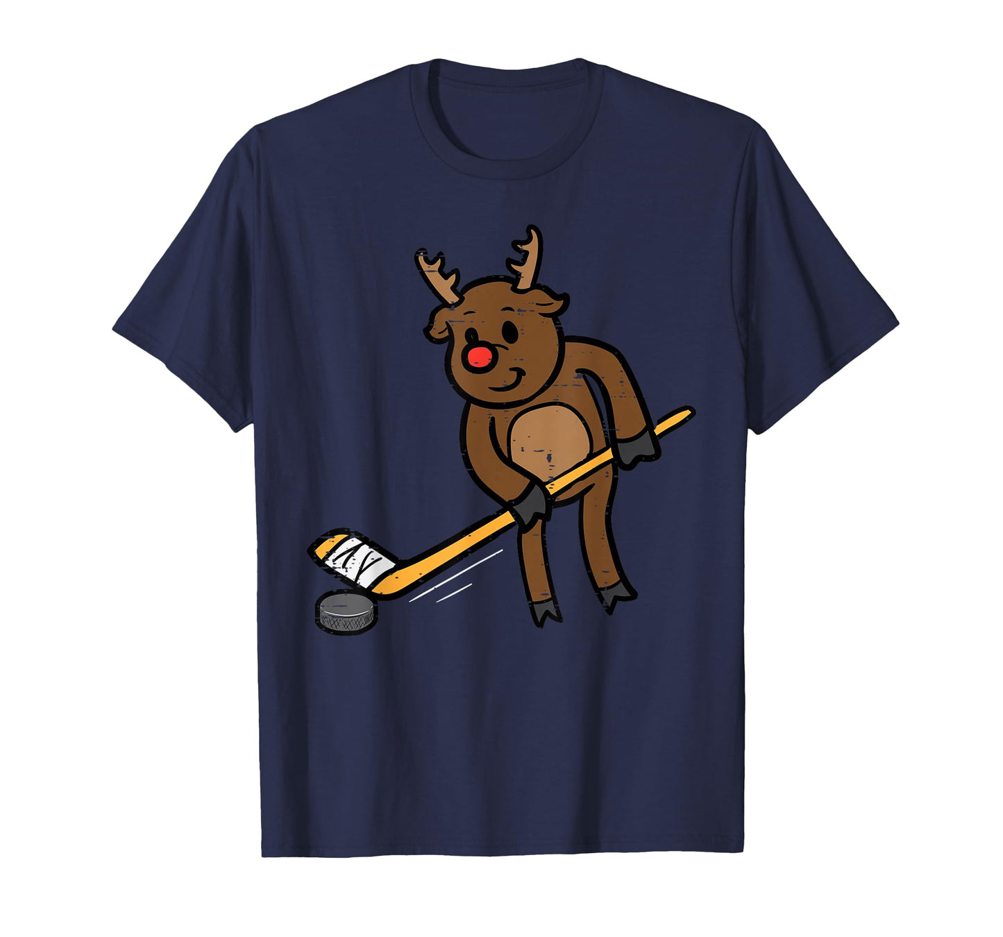 Christmas Reindeer Ice Hockey Funny Xmas Sport Men Boys Kids T-Shirt
