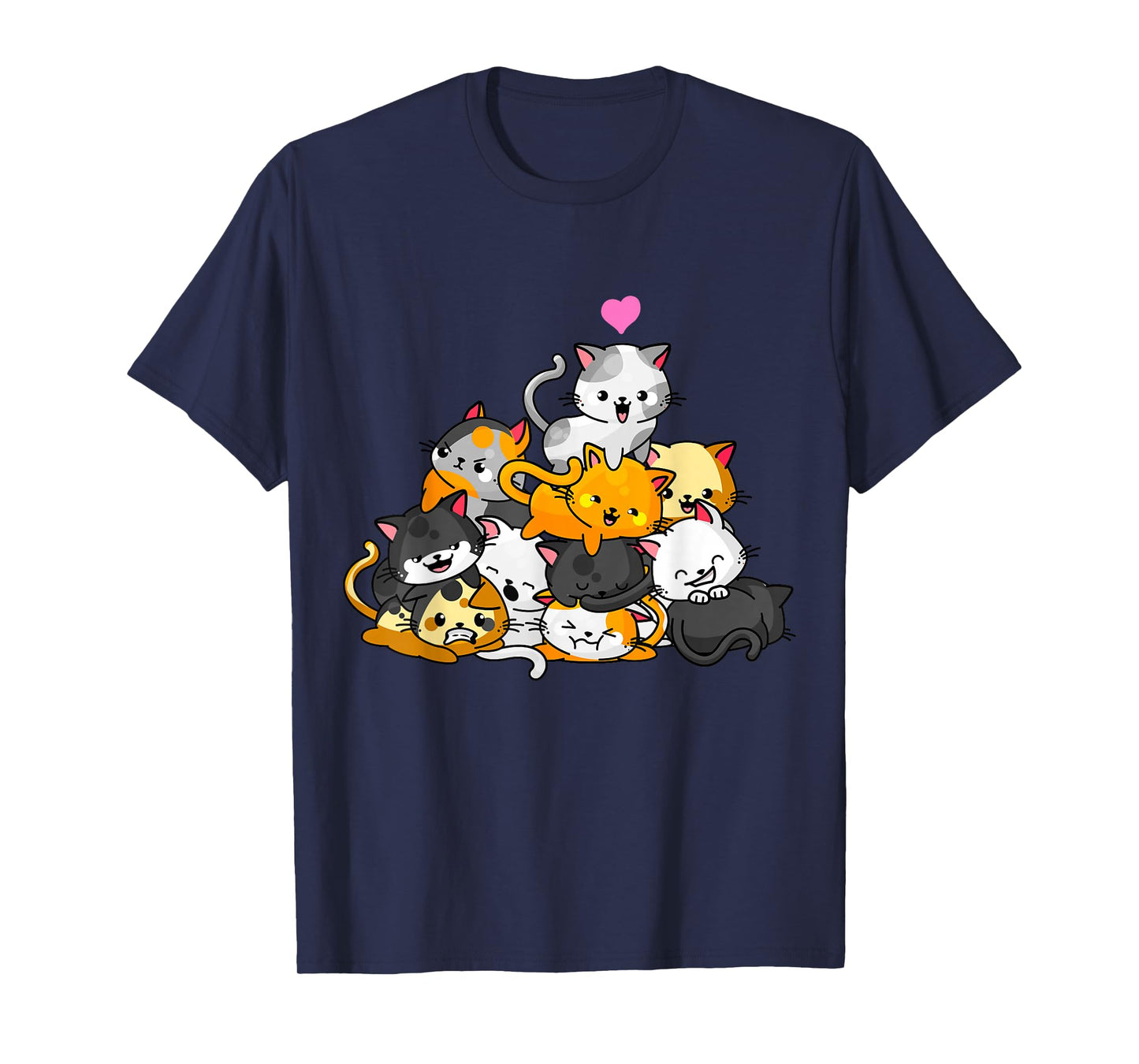 Cat Cute Kitty Pile Cats Anime Kawaii Neko Gift Women Girls T-Shirt Small