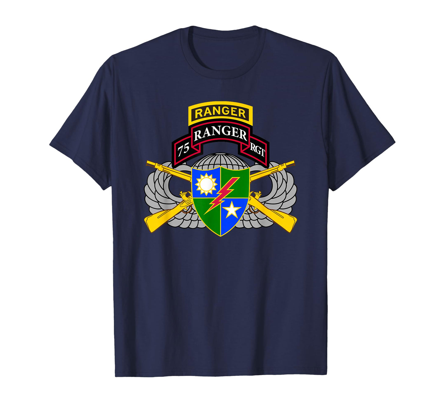 US Army Ranger - 75th Scroll, Tab, Airborne Wings, Rifles T-Shirt