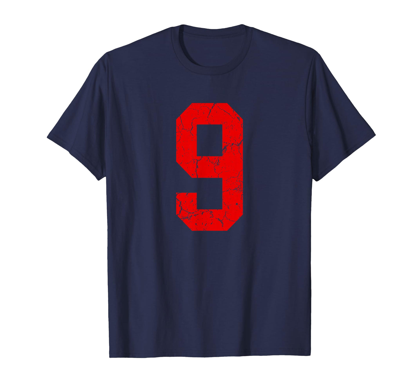 Distressed Red Number 9 Jersey Player Uniform #9 T-Shirt