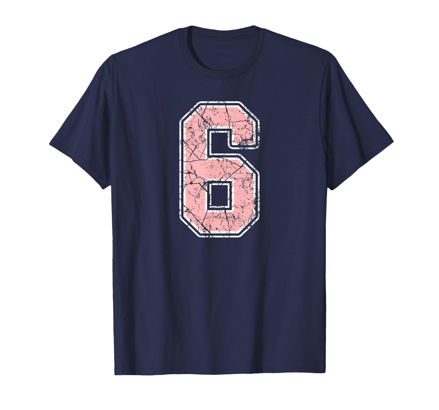 Pink and White Number 6 Jersey Player Uniform #6 Fan T-Shirt