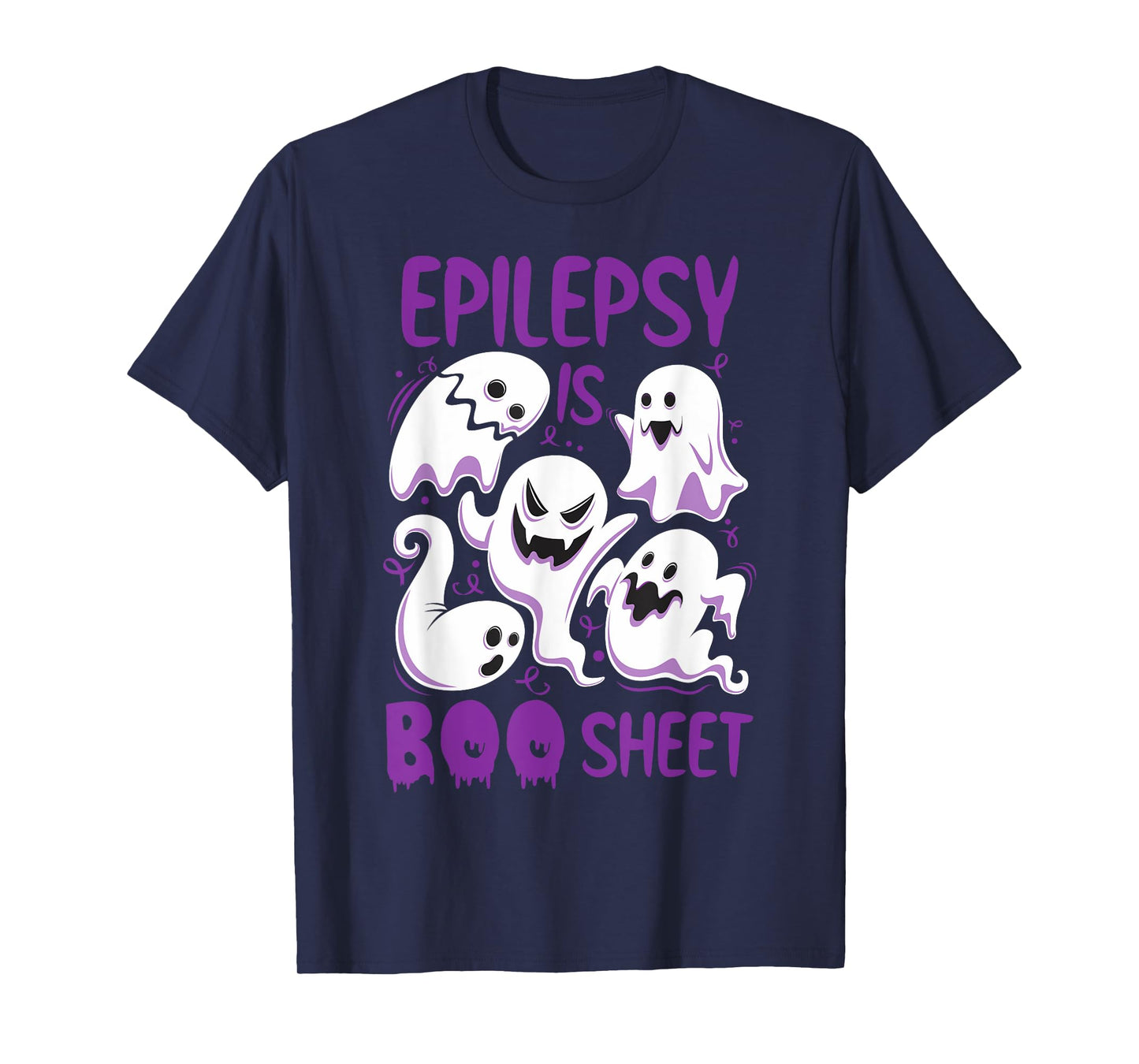 Epilepsy is Boo Sheet Purple Boos Funny Halloween Ghost T-Shirt