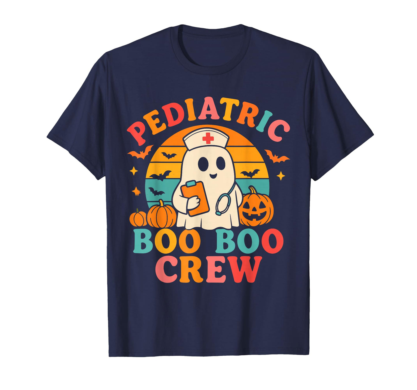 Boo Boo Crew Pediatric Women, Halloween Ghost Nurse Medical T-Shirt