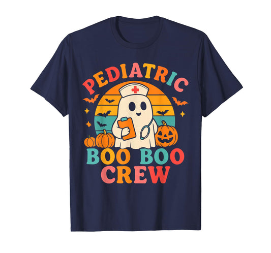Boo Boo Crew Pediatric Women, Halloween Ghost Nurse Medical T-Shirt