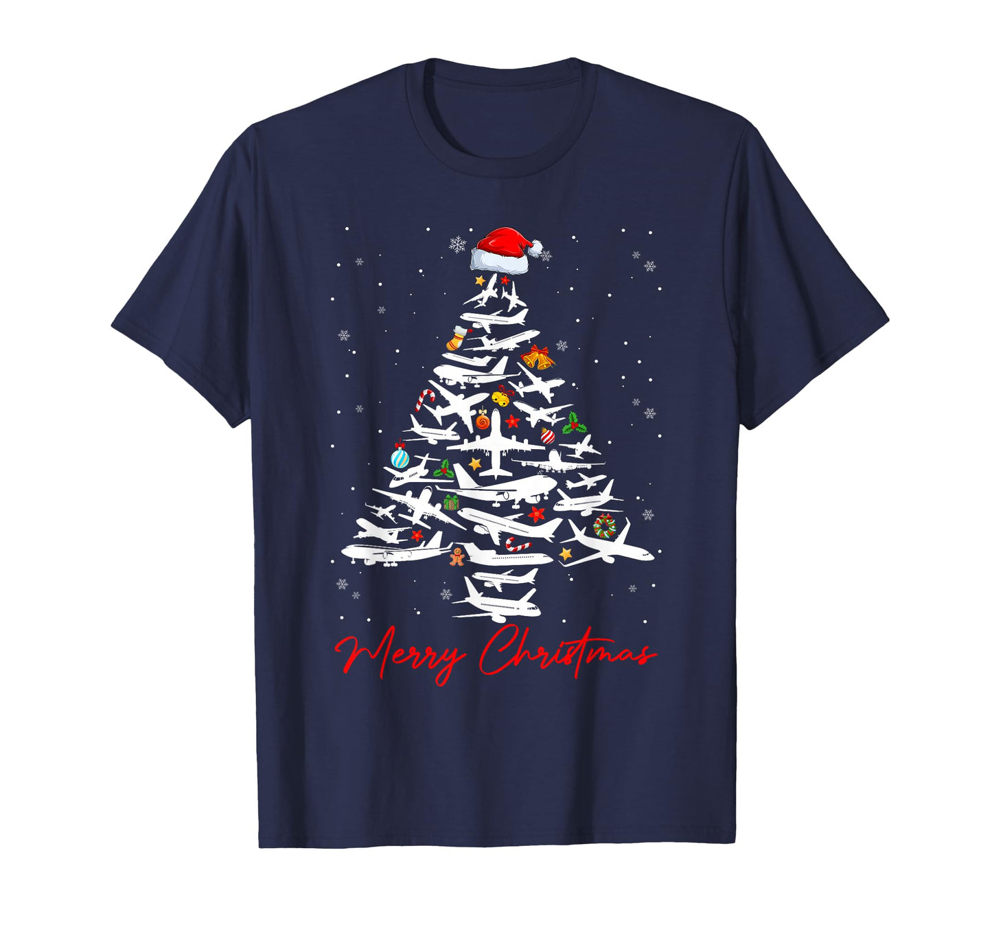 Christmas Tree Airplanes Pilots Merry Christmas Men Boys T-Shirt