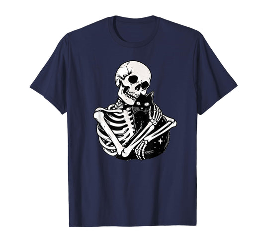 Skeleton Cat Skull Kitty Goth Cute Halloween Men Women Kids T-Shirt