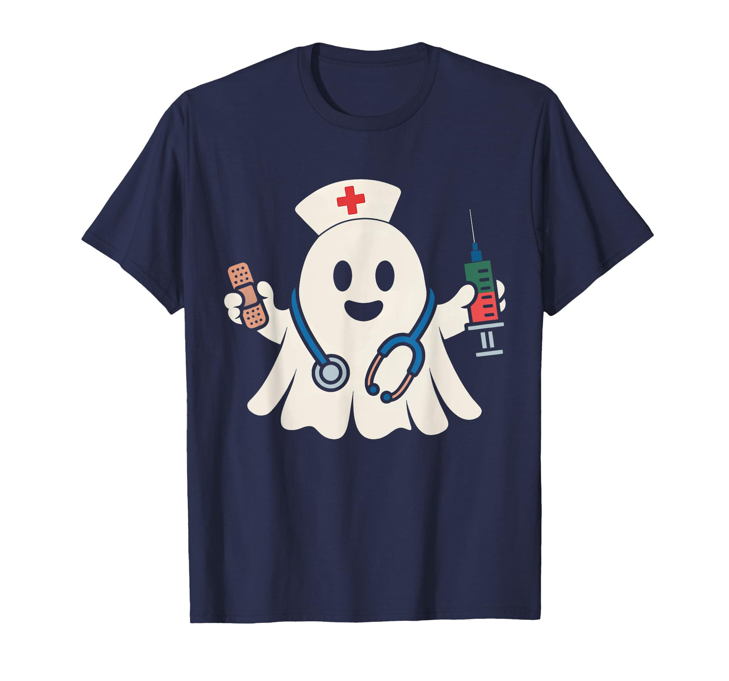 Cute Ghost Nurse Women Scrub Top Nursing Halloween Costume T-Shirt