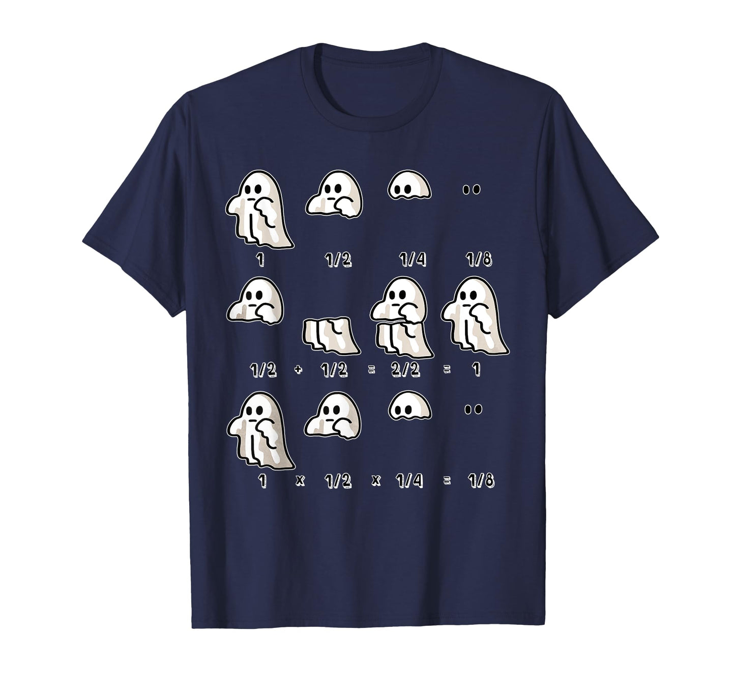 Fractions Math Teacher Ghost Math Halloween Humorous T-Shirt