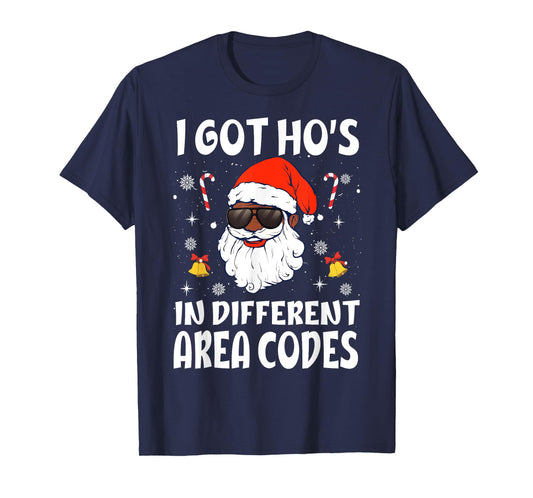 I Got Hos In Different Area Codes Afro American Santa Claus T-Shirt