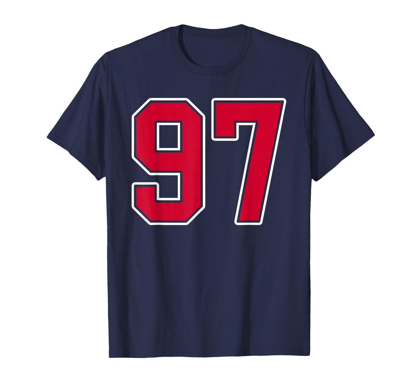 Red White Number 97 Jersey Player Uniform #97 T-Shirt