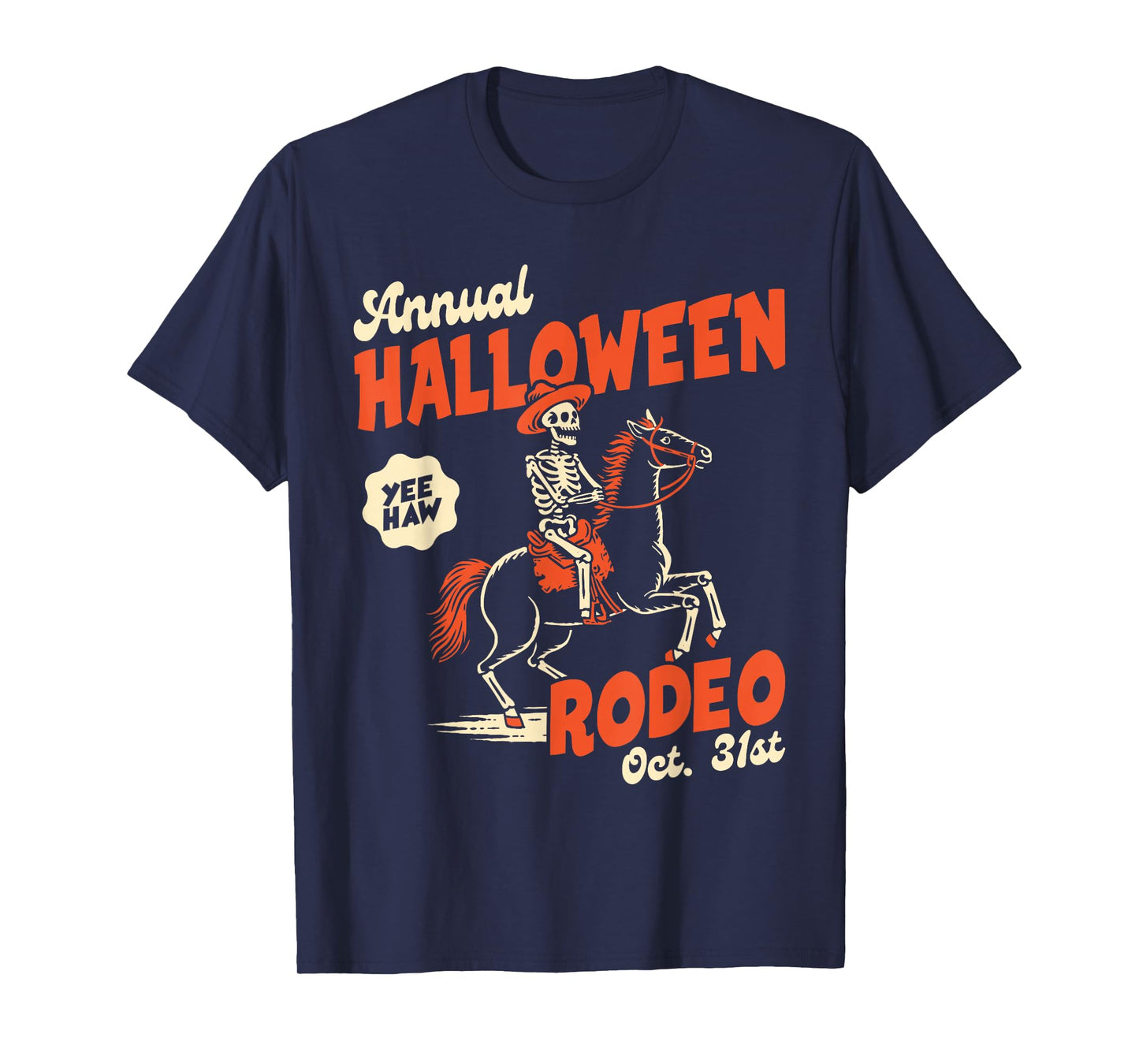 Halloween Rodeo Horse Western Cowboy Fall Autumn Skeleton T-Shirt