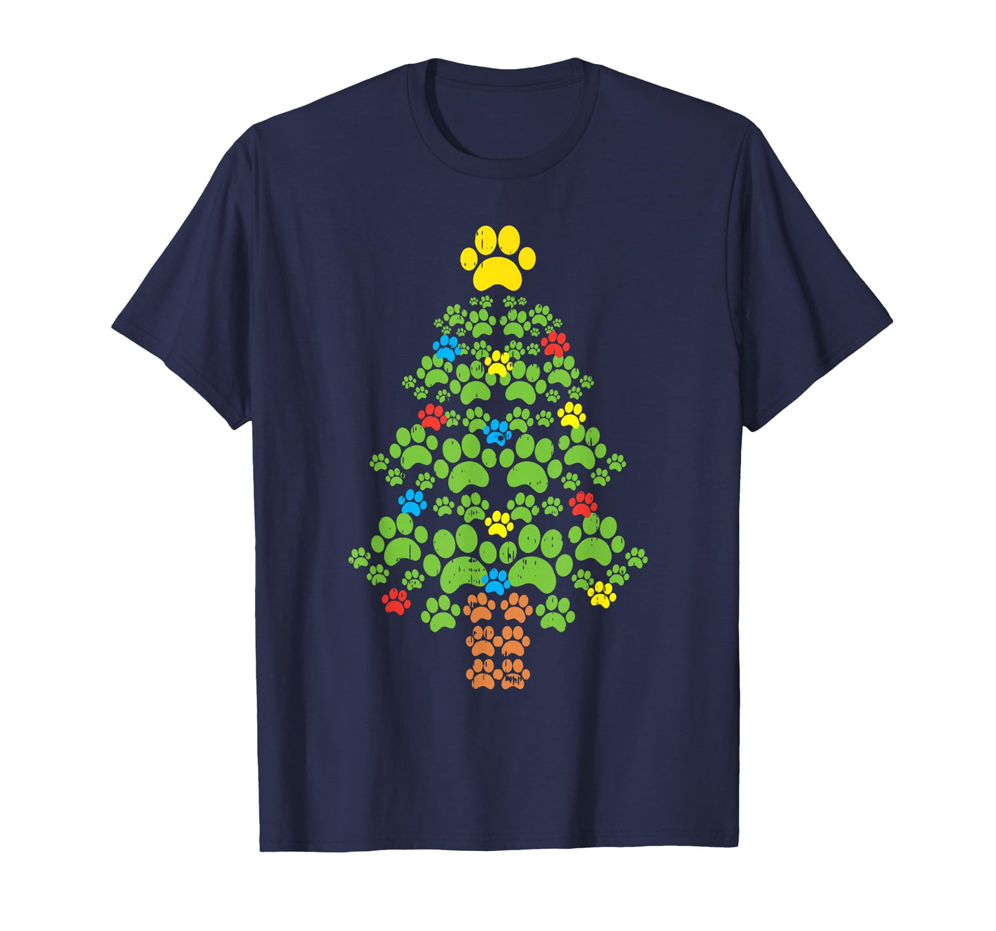 Paw Christmas Tree Cute Dog Lover Christmas Cat Owner Gift T-Shirt
