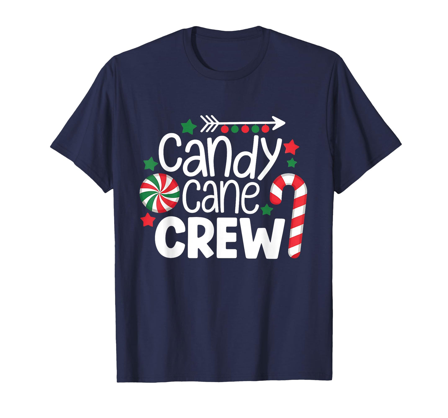 Christmas Candy Cane Crew Shirt Women Girls Boys Kids Xmas T-Shirt
