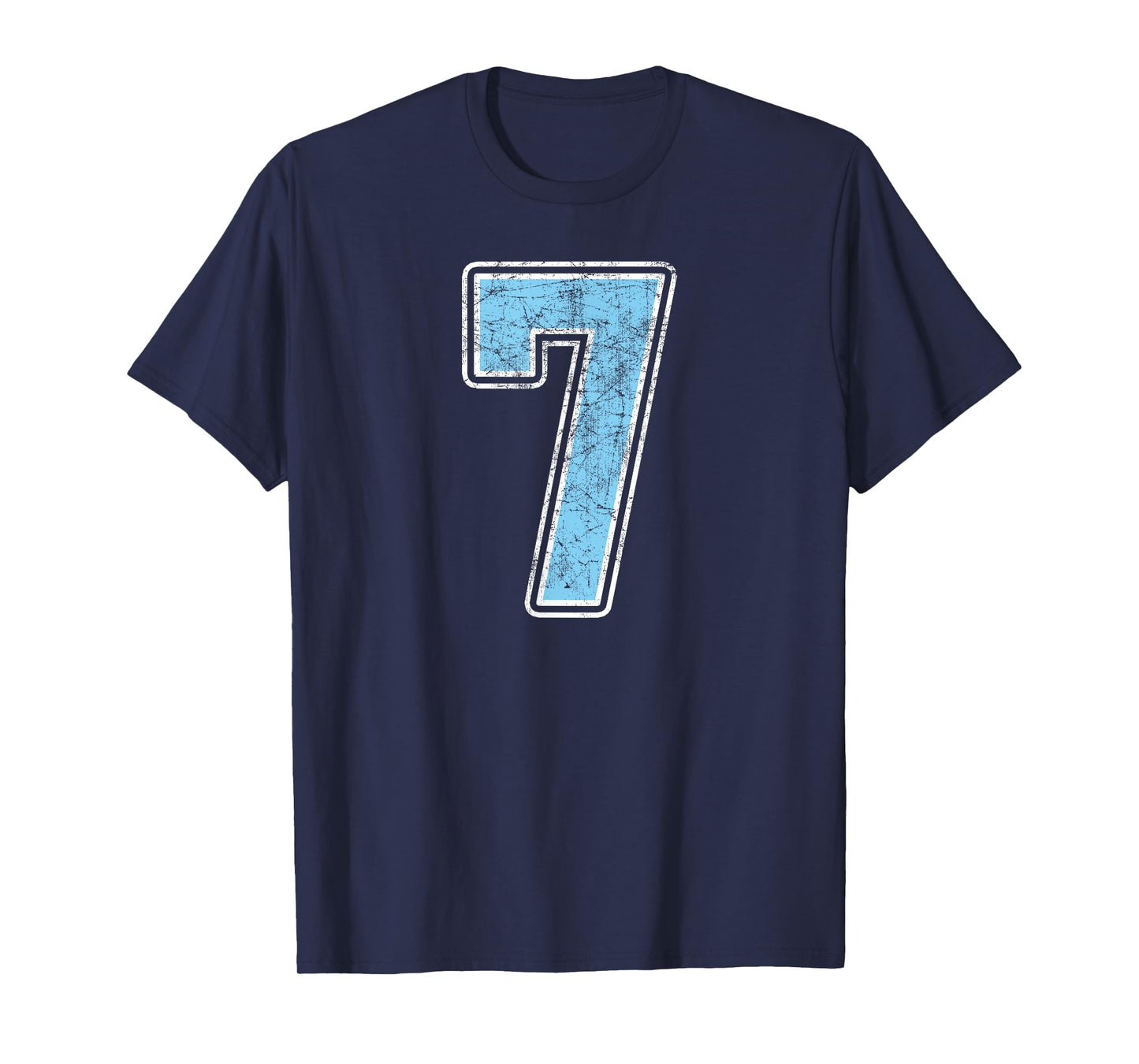 Baby Blue White Number 7 Jersey Player Uniform #7 T-Shirt