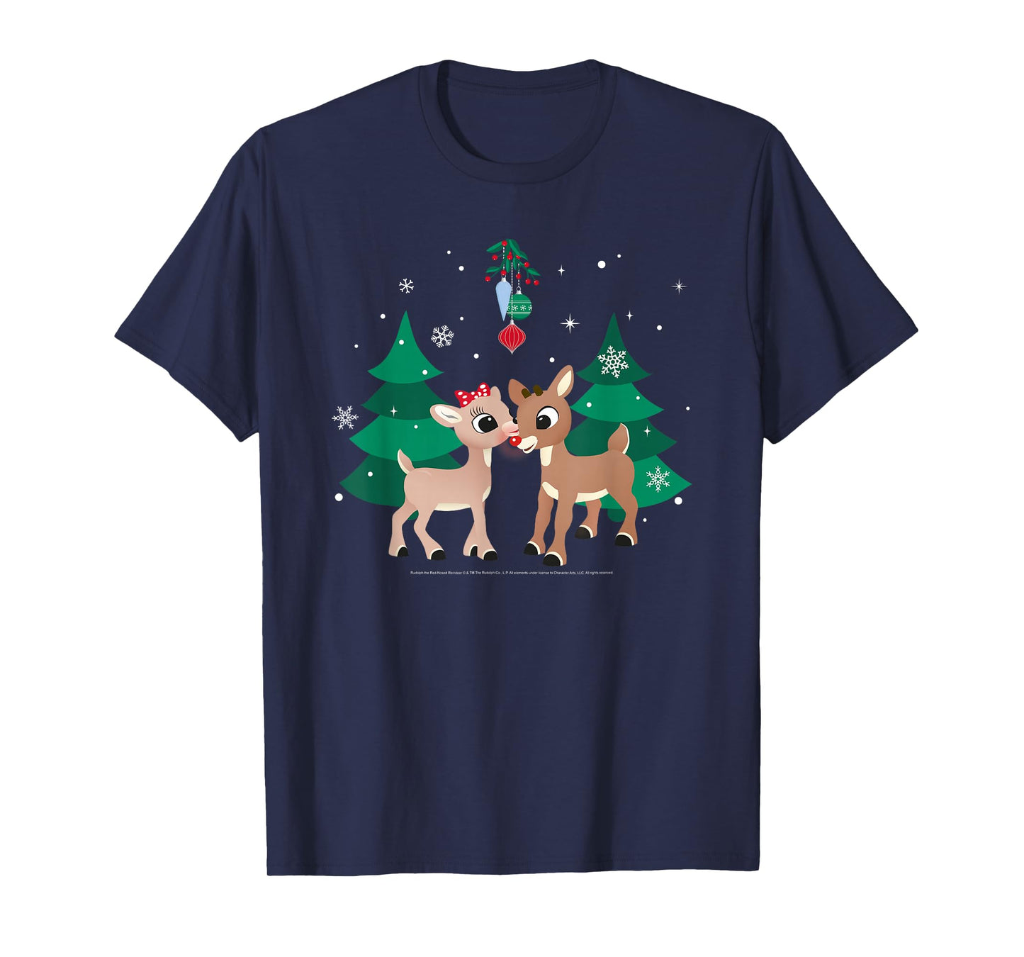 Rudolph and Clarice Fawn'd of You Mistletoe Retro Christmas T-Shirt