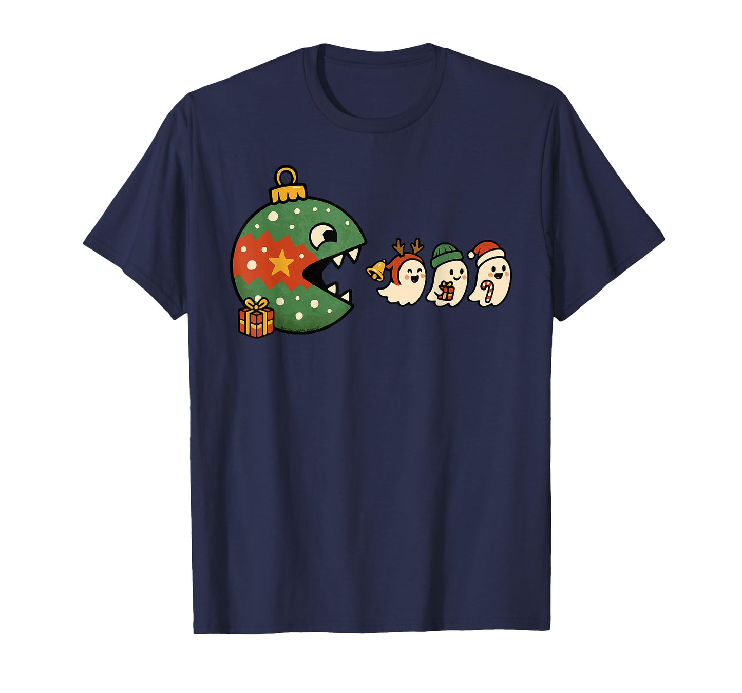 Funny Ornament Eating Holiday Ghosts Gamers Christmas T-Shirt