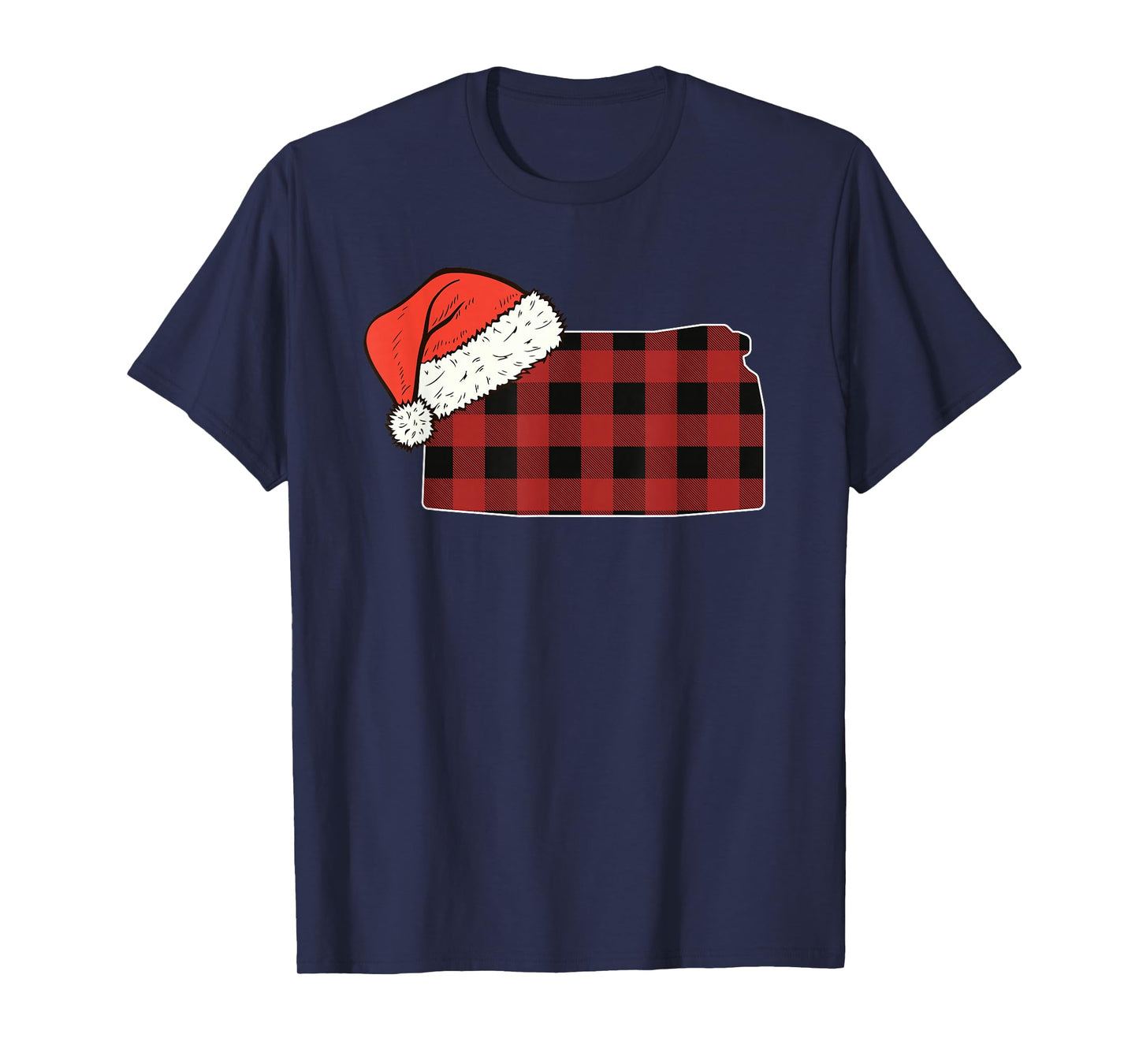 Kansas Plaid Christmas Santa Hat Holiday Matching Design T-Shirt
