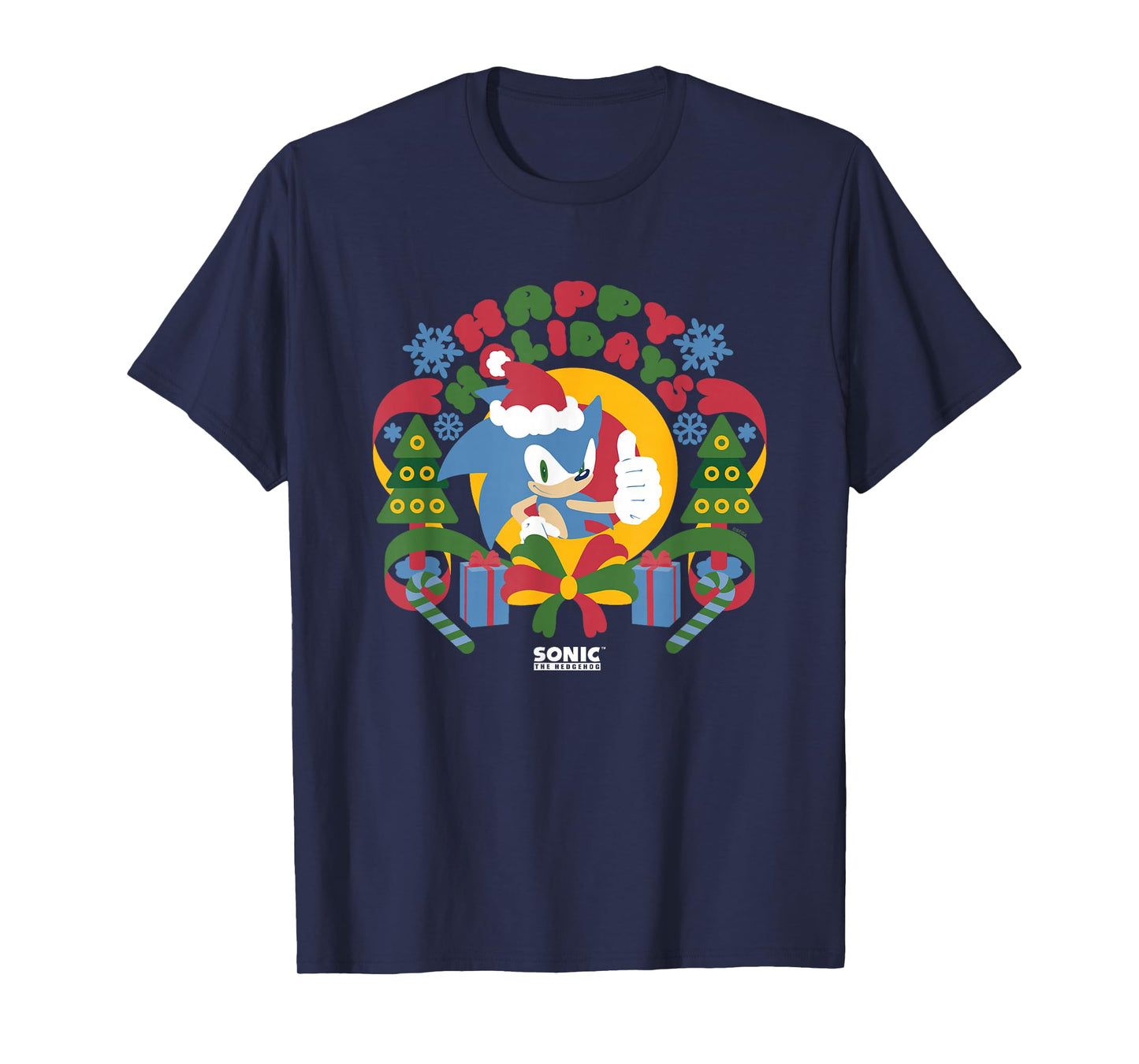 Sonic The Hedgehog Christmas Happy Holidays Vintage Logo T-Shirt