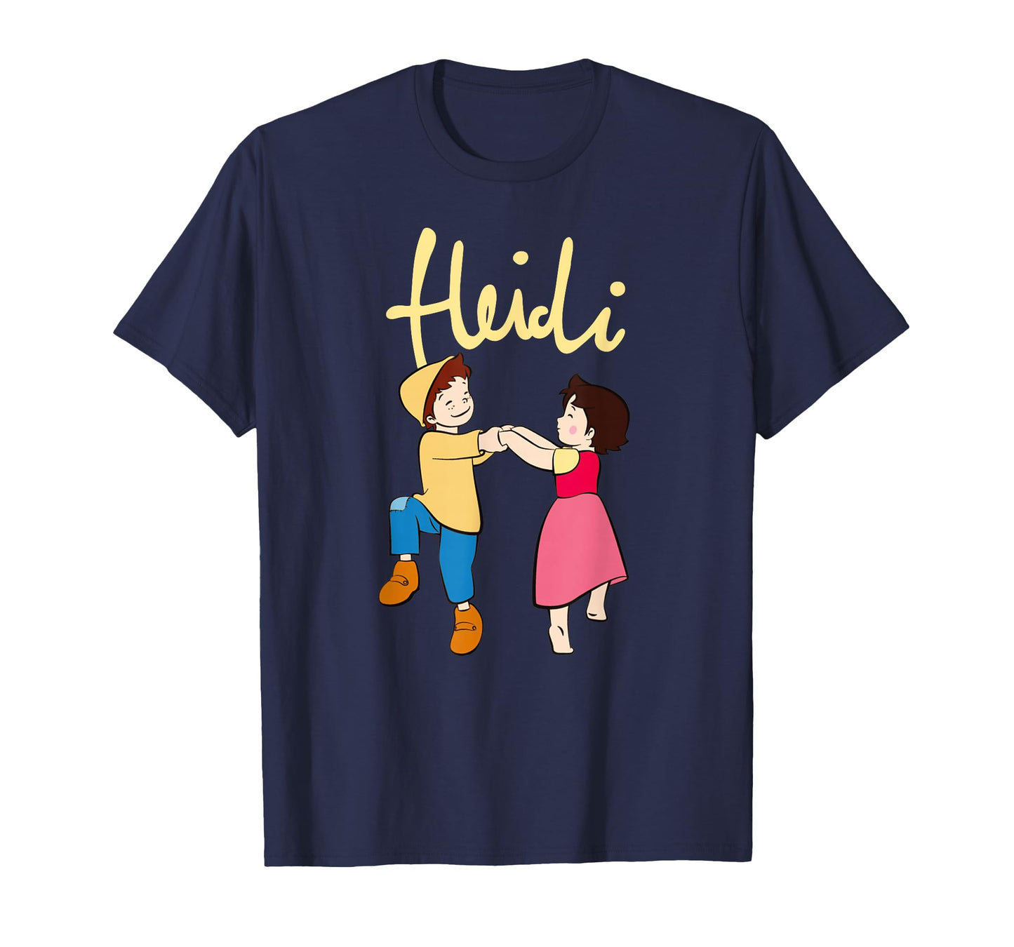 Heidi and Peter Dancing with Logo Yellow Cartoon TV Series T-Shirt