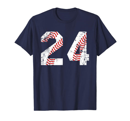 Vintage Baseball 24 Jersey Number T-Shirt