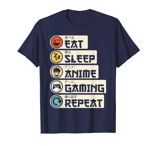Eat Sleep Anime Gaming Repeat Kawaii Otaku Anime Manga T-Shirt
