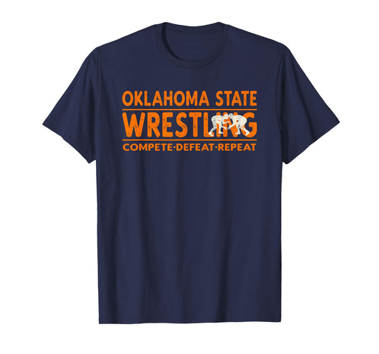 Oklahoma State Wrestling - Compete Defeat Repeat T-Shirt