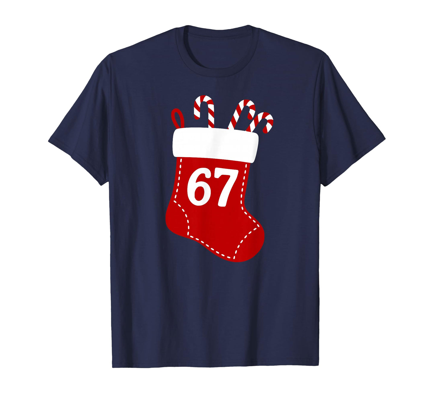 Six Seven Kids 67 Boys Girls 6 7 Christmas Stocking Xmas Tee T-Shirt