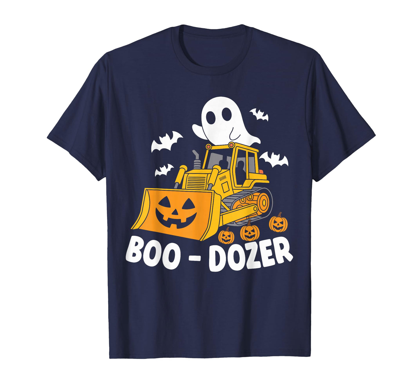 Funny Halloween Bulldozer Ghost Cute Spooky Pumpkin Tractor T-Shirt