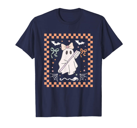 Coquette Ghost Dentist Dental Halloween Ghost Dental Crew T-Shirt