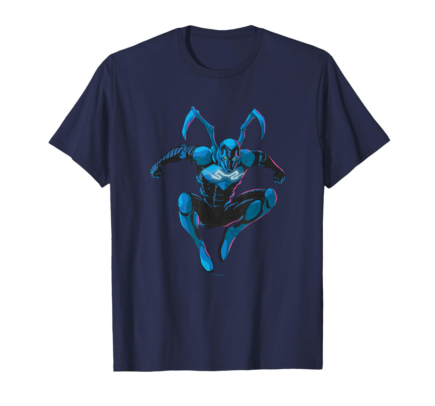 Blue Beetle Jumping Into Action Super Hero Pose Portrait T-Shirt