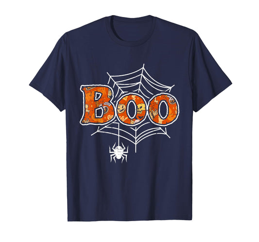 Boo Web Spider Halloween Day Party Trick Or Treat Design T-Shirt