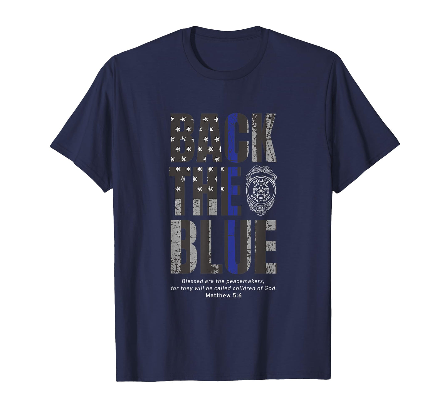 Back the Blue Thin Blue Line Flag Patriotic Police T-Shirt
