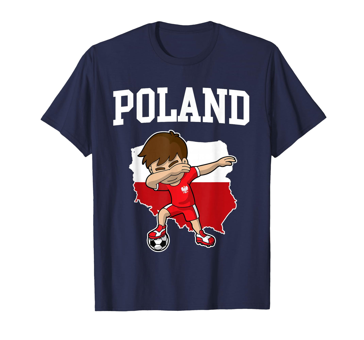 Poland Soccer Dabbing Football Polska Polish Kids T-Shirt