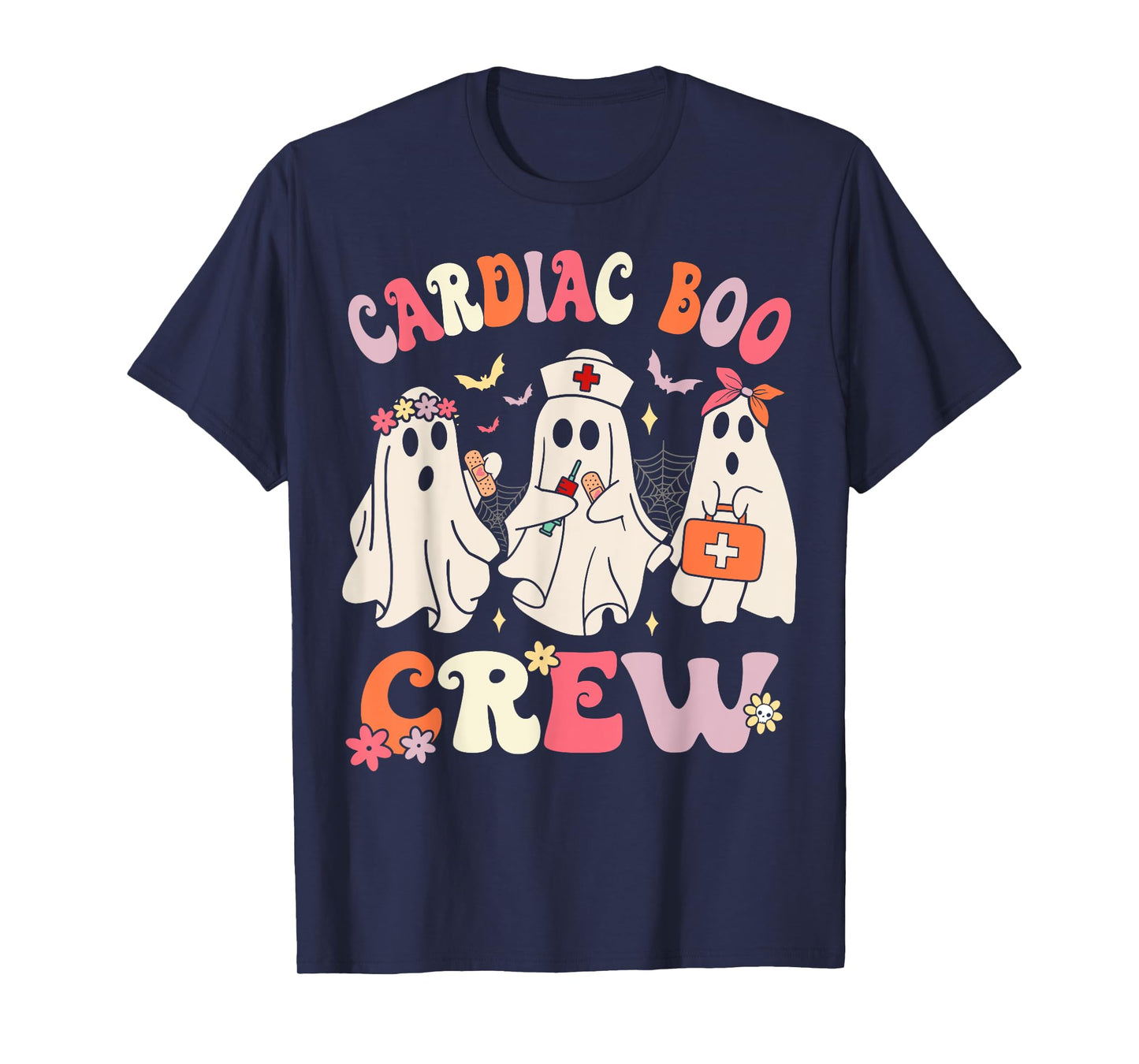 Halloween Cardiac Boo Crew Cardiology Nurse Ghost T-Shirt