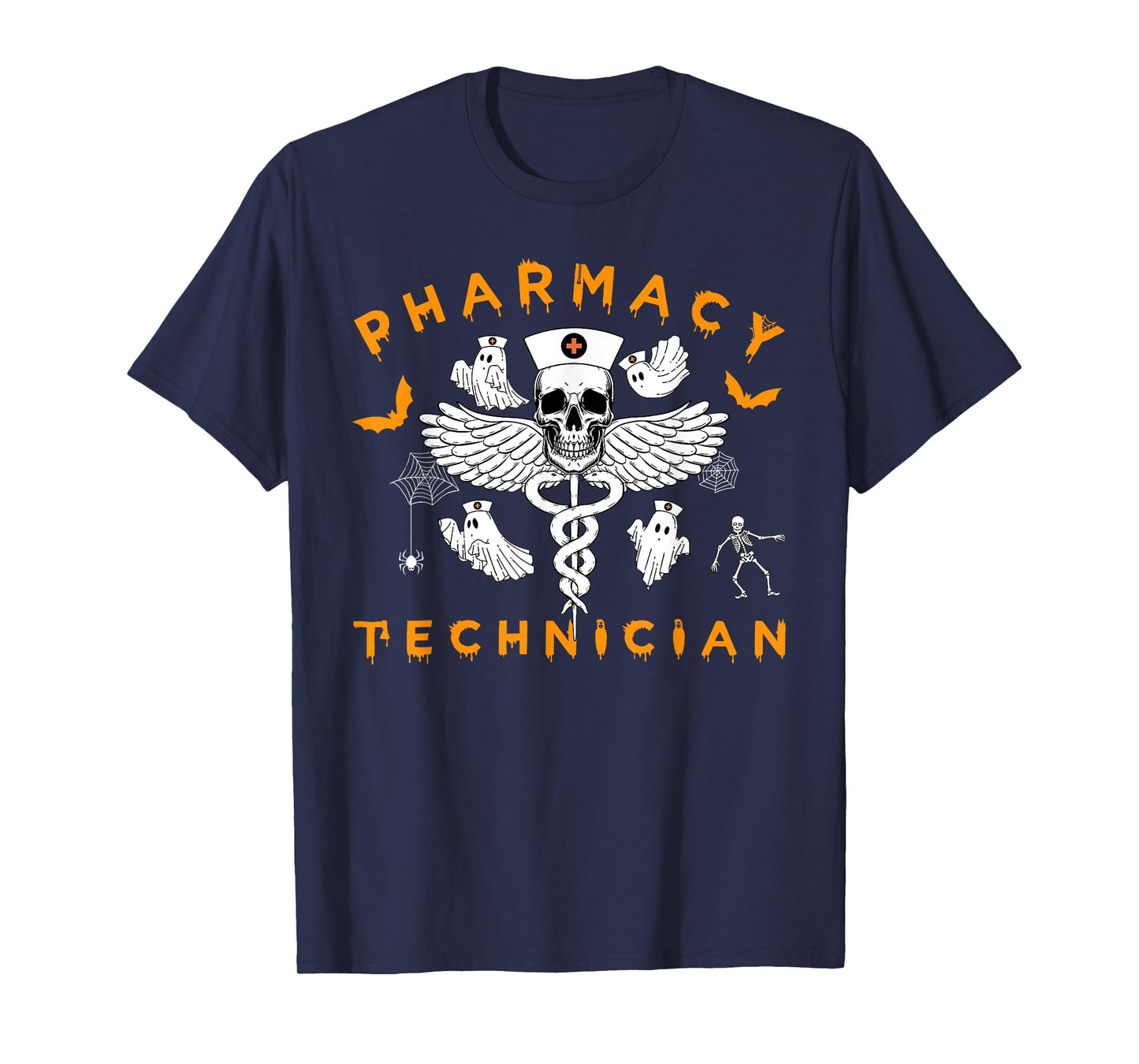 Pharmacy Technician Skull Ghost Spooky Pharmacist Halloween T-Shirt