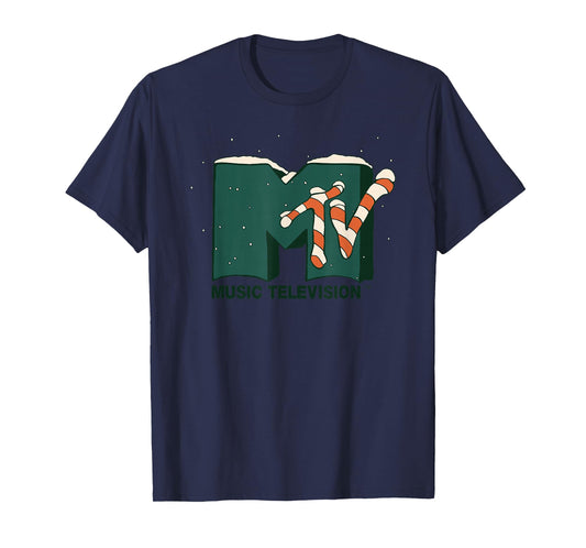 MTV Christmas Candy Cane Snowdrop Music Television T-Shirt
