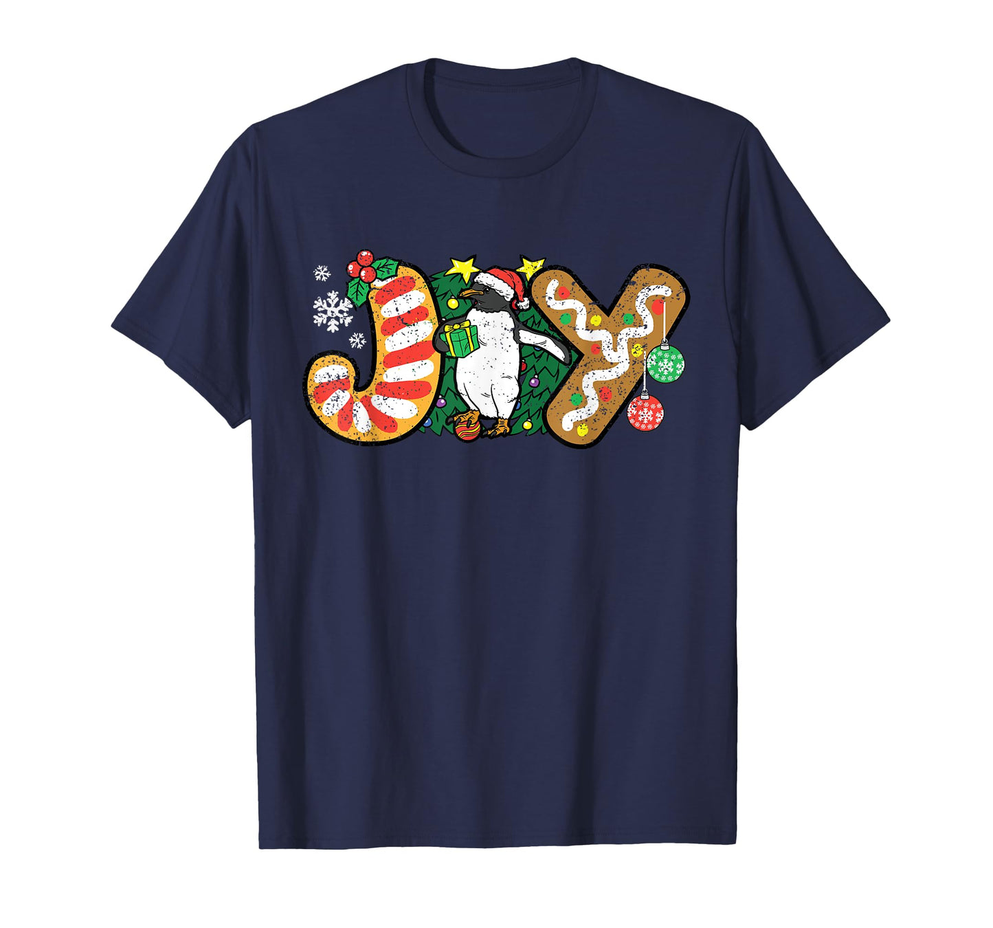 Penguin Joy Christmas Pajama X-mas Snowflakes Winter Holiday T-Shirt