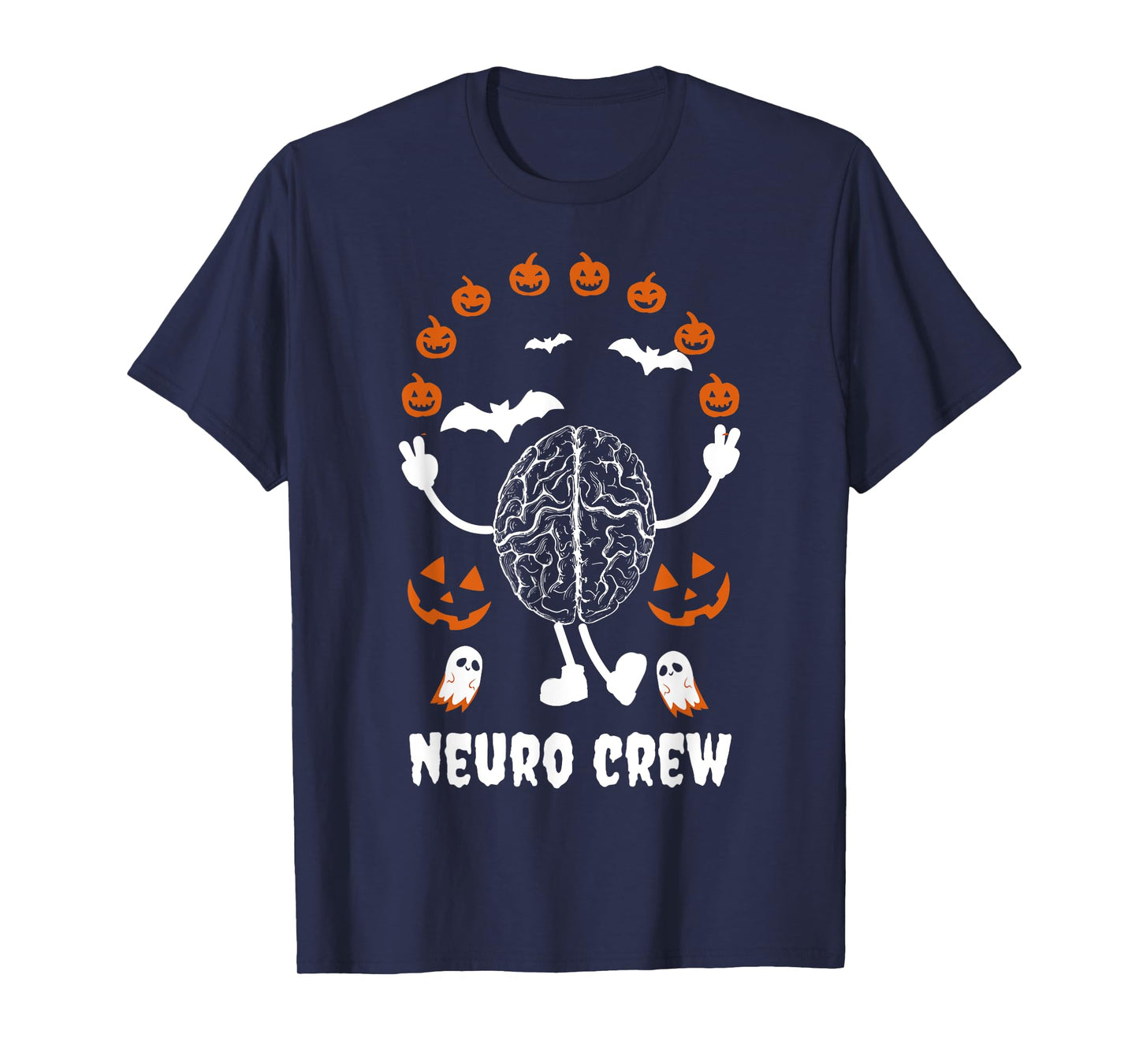 Neuro Nurse Crew Halloween Anatomical Brain Anatomy Pumpkins T-Shirt