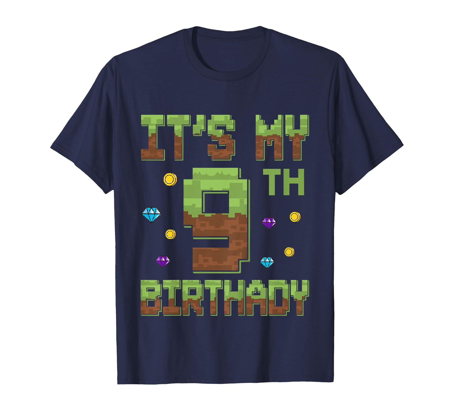 Birthday Boy It's My 9th Birthday 9 Year Old Pixel Gamer T-Shirt