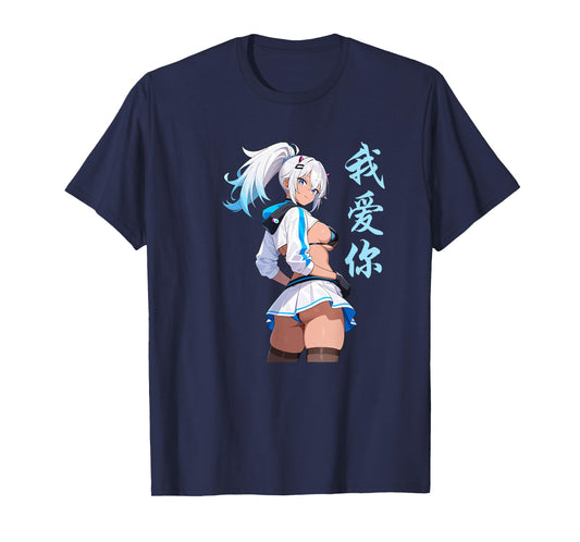Waifu Sexy Anime Girl Horns Mini Skirt Japanese Manga Style T-Shirt